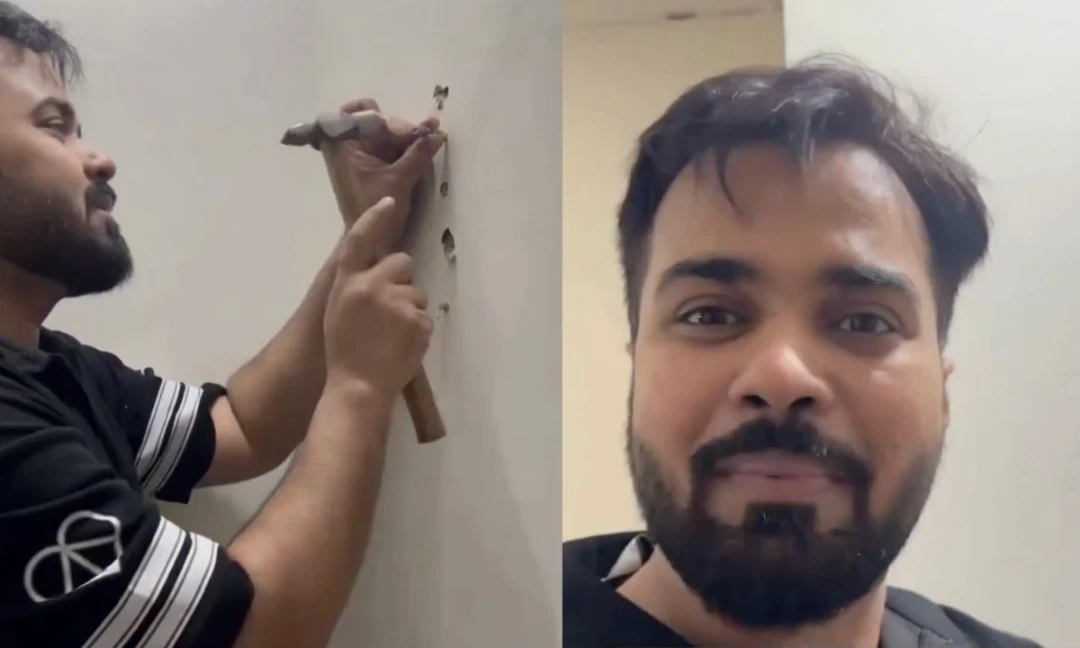 షాకింగ్! రూ. 1.5 కోట్ల ఫ్లాట్‌లో గోడకు పెన్సిల్ దిగ్గొట్టిన వ్యక్తి.. నాసిరకం నిర్మాణంపై వీడియో వైరల్!
